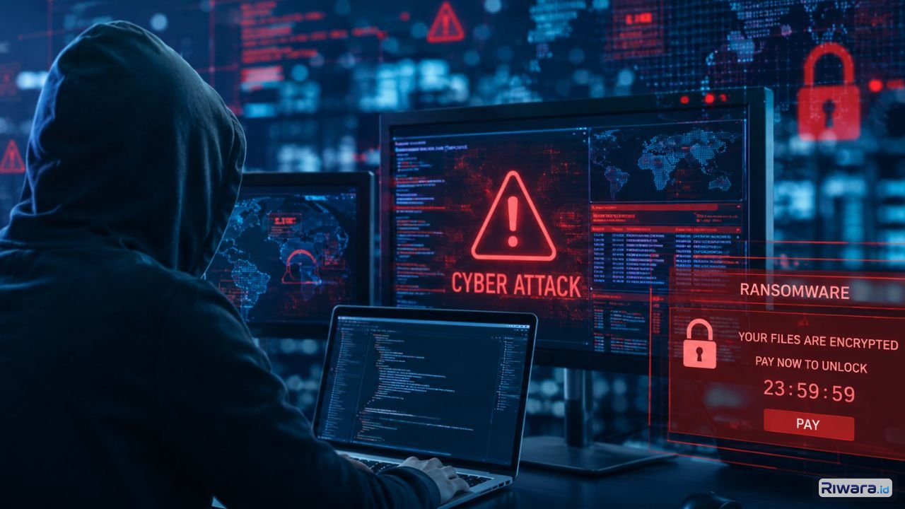 Ilustrasi ancaman serangan siber berbasis AI yang kian meningkat dan mengancam keamanan data digital di Indonesia